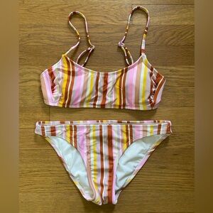 Pink Striped Bikini Swimsuit
